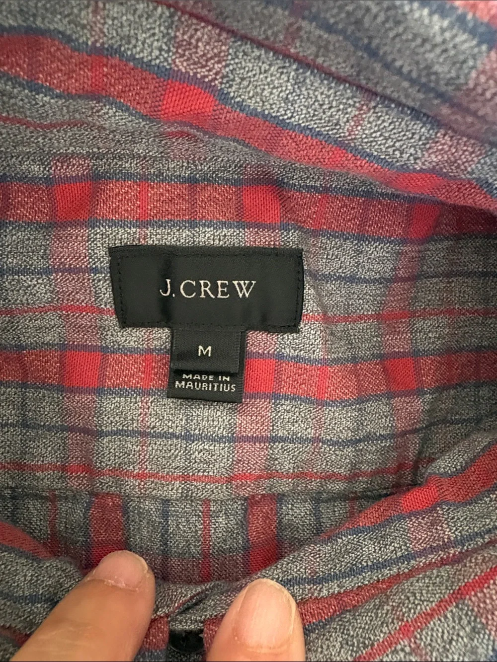 J. Crew Men's Red and Gray Plaid Button-Down Shirt EUC M
